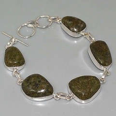UNUSUAL HEENA JASPER NATURAL GEMSTONE 925 SILVER BRACELET 7.75-8"